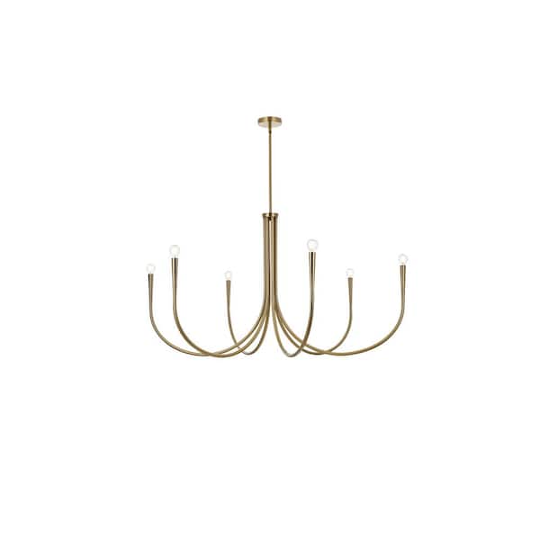 Unbranded 50 in. Home Living 6-Light Gold Chandelier with no Bulbs Included