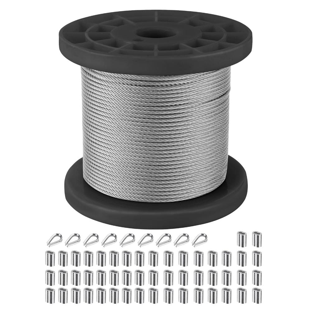 328 ft 1/16 in 304 Stainless Steel Aircraft Cable Wire Rope with 50 Loop Sleeves and 10 Thimbles, 368 lb Breaking price history on PriceWatchPro