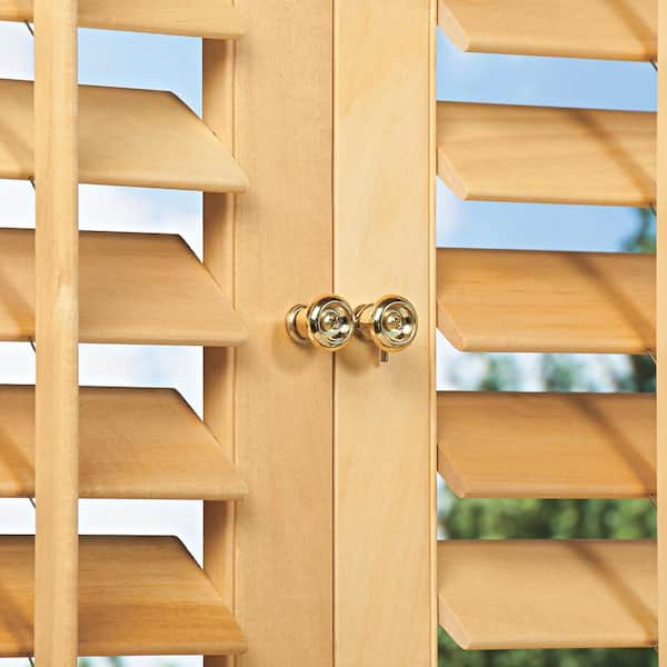 HOME basics Light Teak 2-1/4 in. Plantation Real Wood Interior Shutter 35 to 37 in. W x 48 in. L