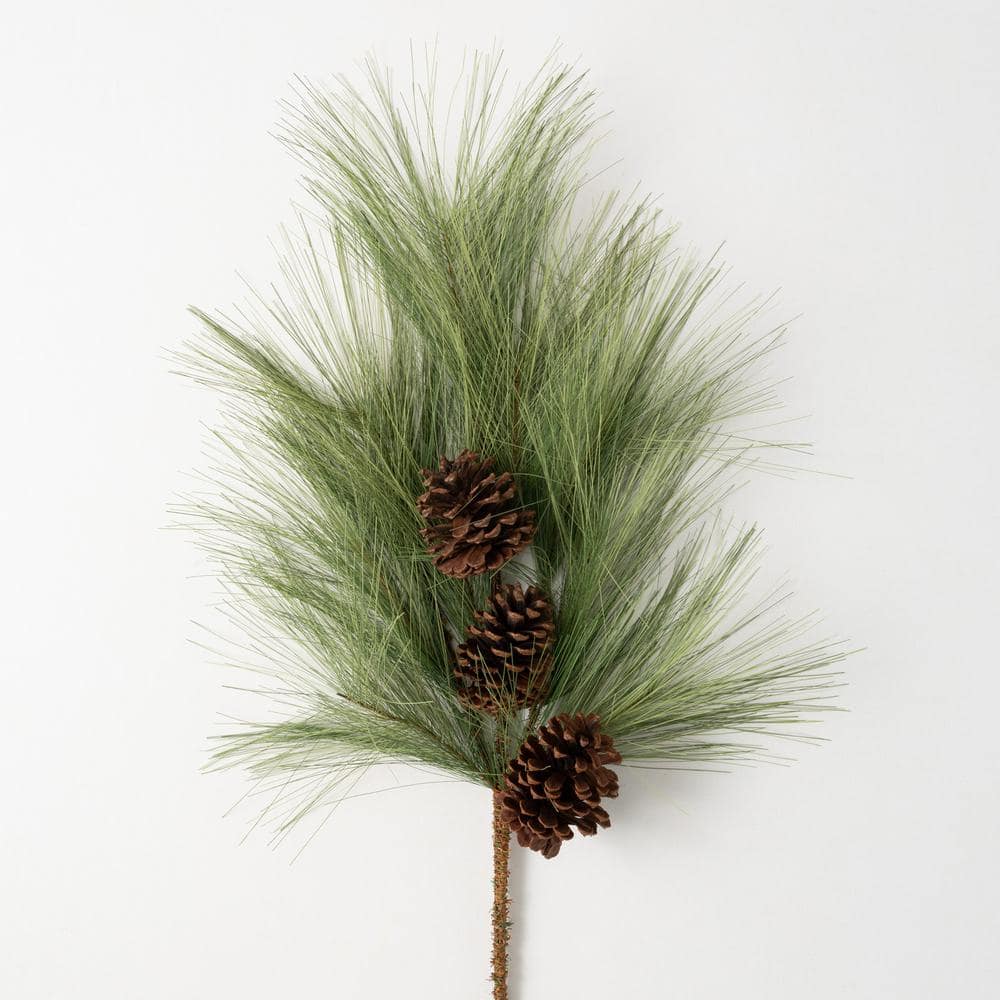 SULLIVANS 18 in. H Frosted Cedar and Pinecone Pick; Green PX1194 - The Home  Depot