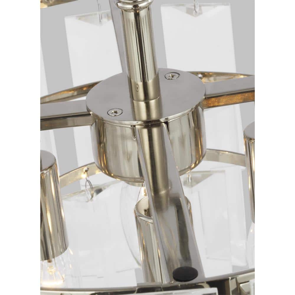 Polished Nickel and Crystal 4-Light Tiered Chandelier