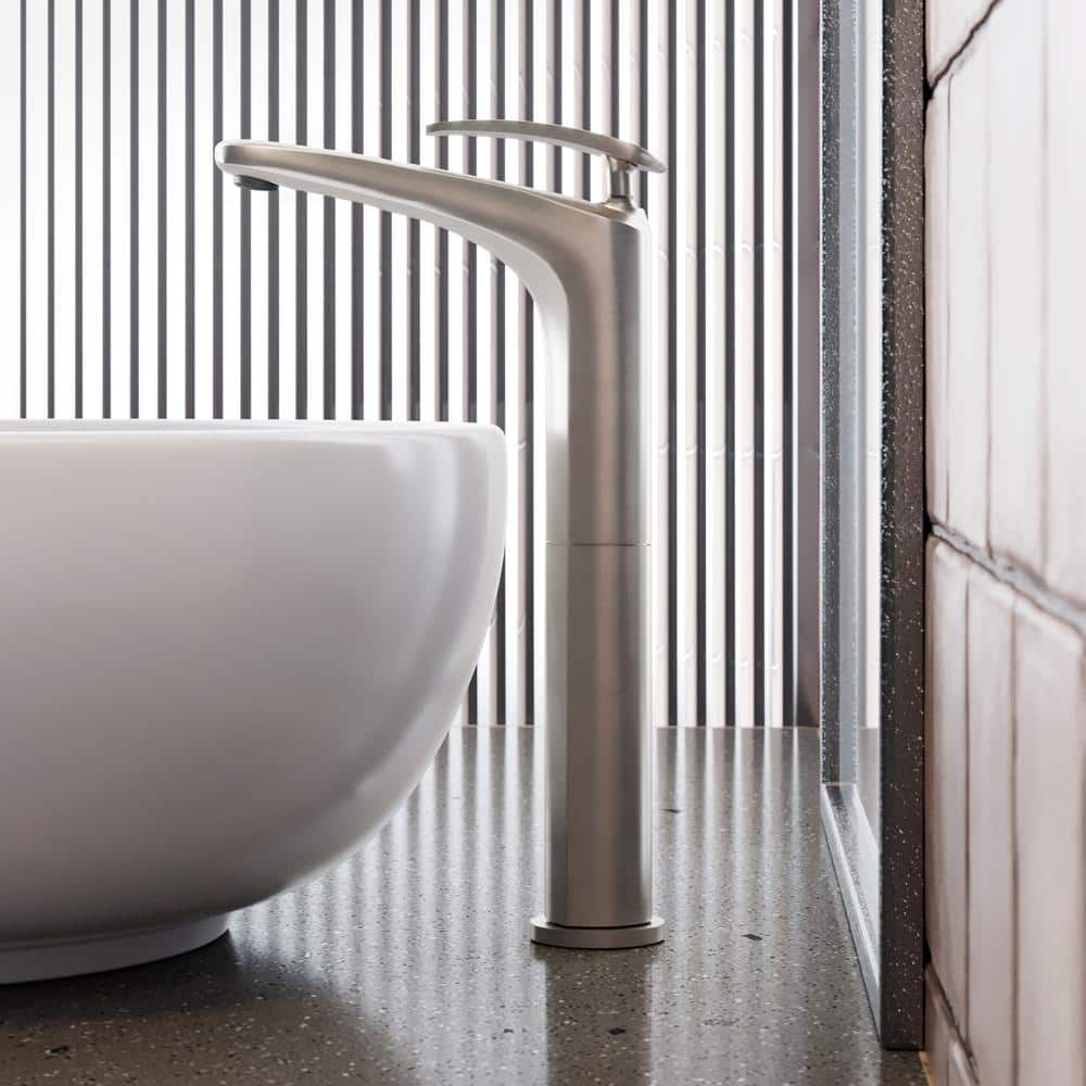 Sublime Brushed Nickel Single-Handle High Arc Bathroom Faucet