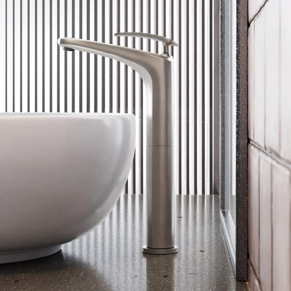 Swiss Madison Sublime Single-Handle High-Arc Single-Hole Bathroom Faucet in Brushed Nickel