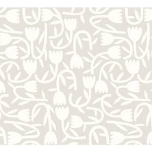 Aino Taupe Grey Tiny Tulip Wallpaper Sample