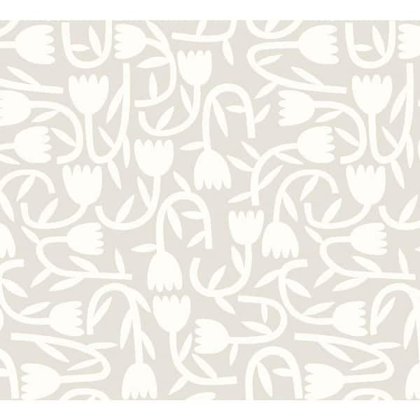 OhPopsi Aino Taupe Grey Tiny Tulip Wallpaper Sample