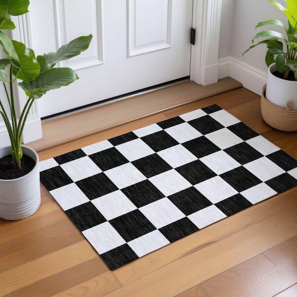 Chantille Machine Washable Indoor/Outdoor Abstract ACN2345 Black 2 ft. x 3 ft. Accent Rug