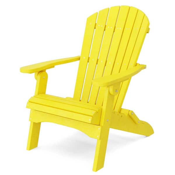 Wildridge Heritage Lemon Yellow Plastic Outdoor Folding Adirondack Chair