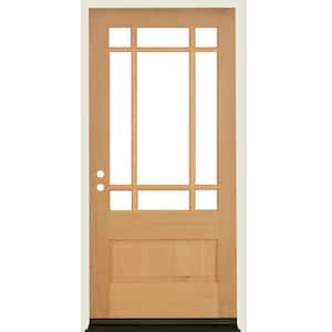 36 in. x 80 in. Contemporary RH 3/4 Lite Clear Glass Unfinished Douglas Fir Prehung Front Door