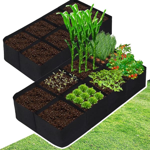 Fabric Raised Garden Bed 72 in. L x 36 in. W x 12 in. H Black Metal 2 Pack Breathable Non-Woven Planter for Flowers