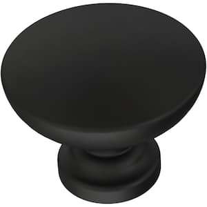 Flat Round 1-3/16 in. (30 mm) Modern Matte Black Cabinet Knob