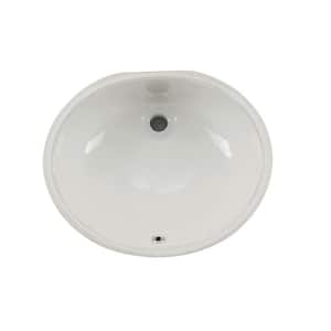 Oval Glazed Ceramic Undermount Bathroom Vanity Sink in White