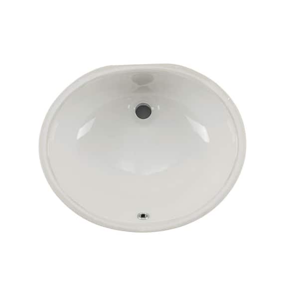IPT Sink Company Oval Glazed Ceramic Undermount Bathroom Vanity Sink in White