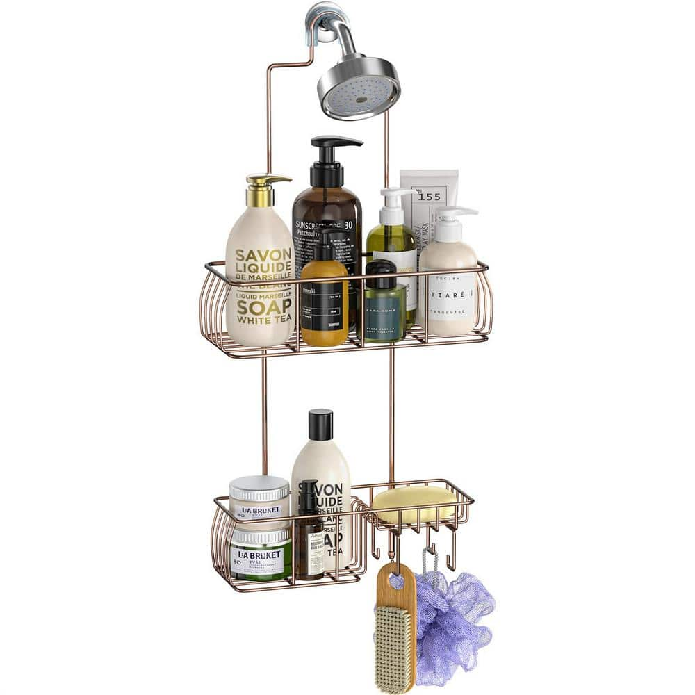 Cubilan Over-the-Shower Bathroom Caddy with Hooks in Bronze HD-B9K - The  Home Depot