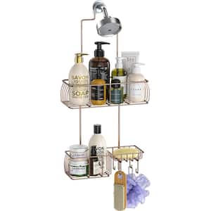 Over-the-Shower Caddy with Hooks for Towels in Bronze