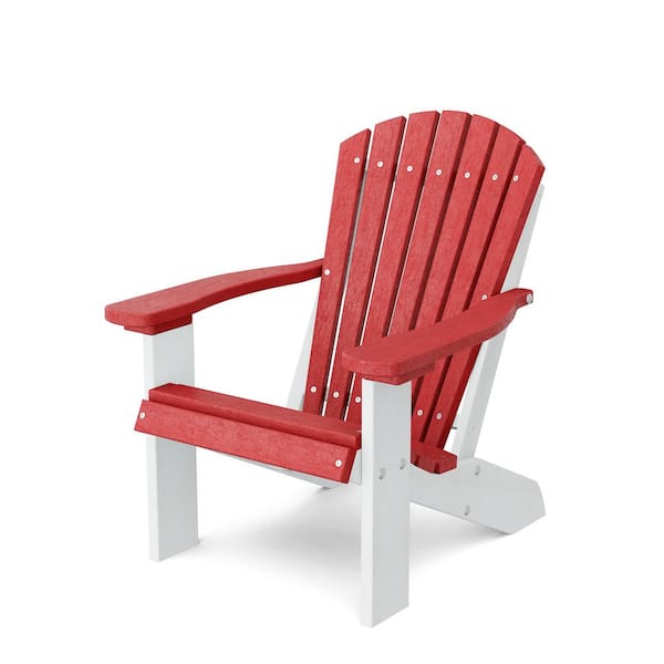 Heritage Cardinal Red and White Plastic Outdoor Child Adirondack Chair