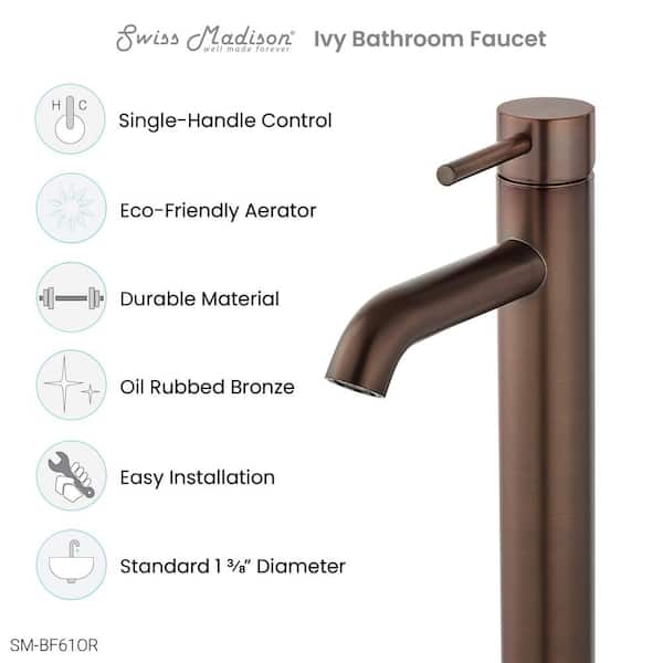 Ivy Single-Handle High-Arc Single-Hole Bathroom Faucet in Oil Rubbed Bronze