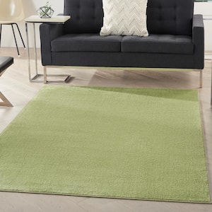 Essentials 4 ft. x 6 ft. Green Solid Contemporary Indoor/Outdoor Patio Area Rug