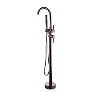 ACAD Single-Handle Freestanding Floor Mount Tub Faucet Bathtub Filler with Hand Shower in Oil Rubbed Bronze