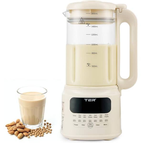 800 W 50 oz. White Stainless Steel Masticating Juicer Nut Milk Maker with Preset/Auto-Clean/Boil Water/Keep Warm