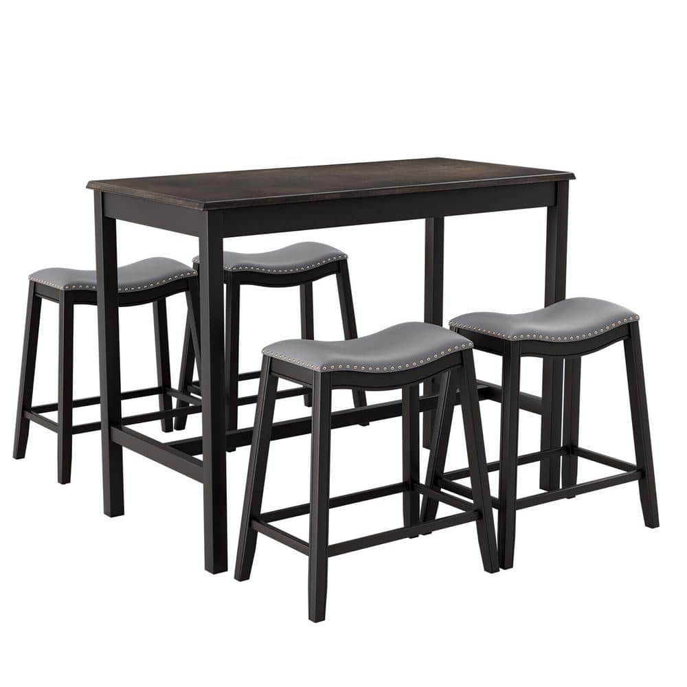 Gymax 5-Piece Bar Table Set Counter Height Table