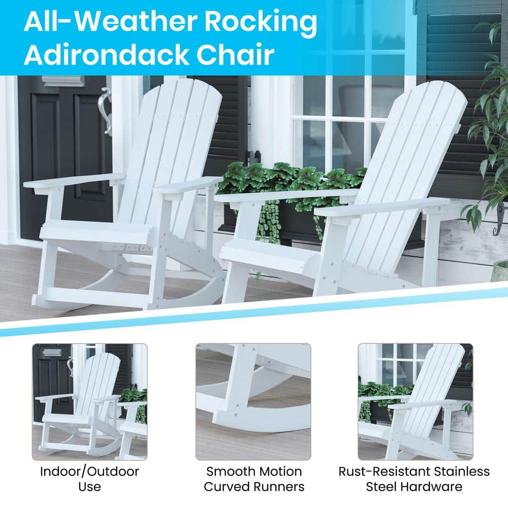 White Poly Lumber Classic Adirondack Rocking Chair