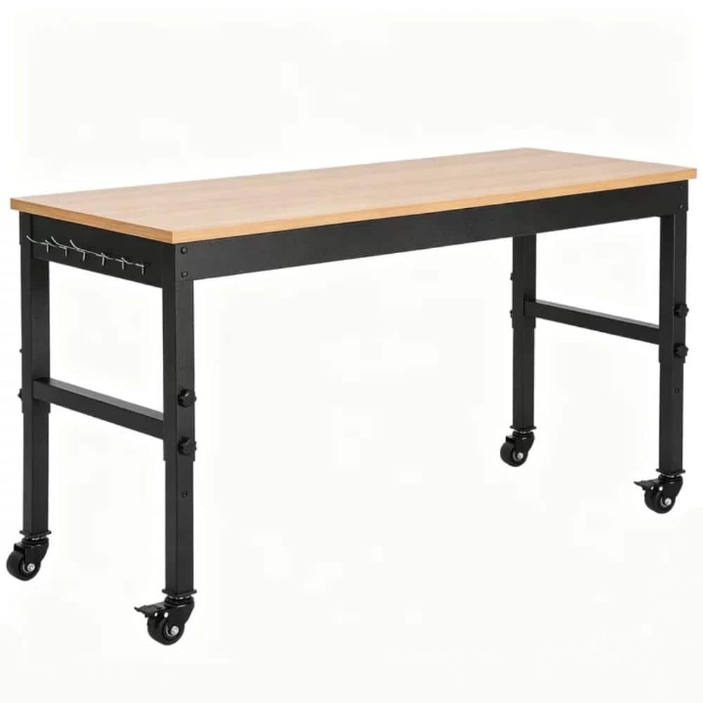"72""x24"" Heavy Duty Workbench with Solid Wood Top & Rolling Wheels, 2200 Lbs Load Capacity, 29.5""-37"" Adjustable Height" price history on PriceWatchPro