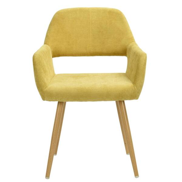 Gzmr Ergonomic Design Soft And Comfortable Yellow Fabric Arm Chair With Solid Wood Legs Set Of 2 Wf Ac 008 2yl The Home Depot