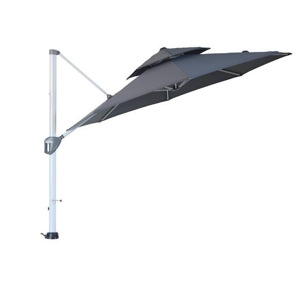 Amucolo 11 ft. Aluminum Double Tier Canopy Cantilever Patio Umbrella in ...