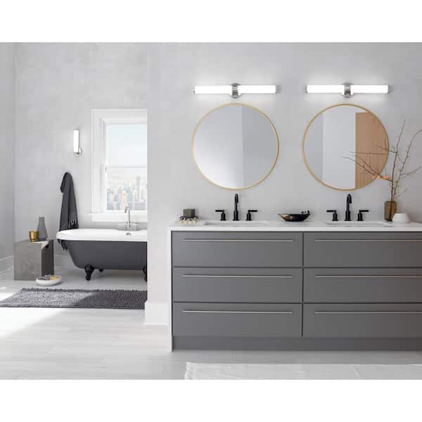 Indeco 27 in. Polished Nickel Integrated LED Transitional Linear Bathroom Vanity Light Bar