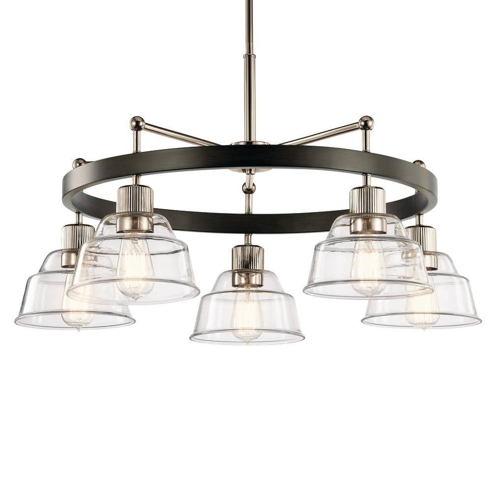 Eastmont 5-Light Polished Nickel Chandelier with Clear Glass