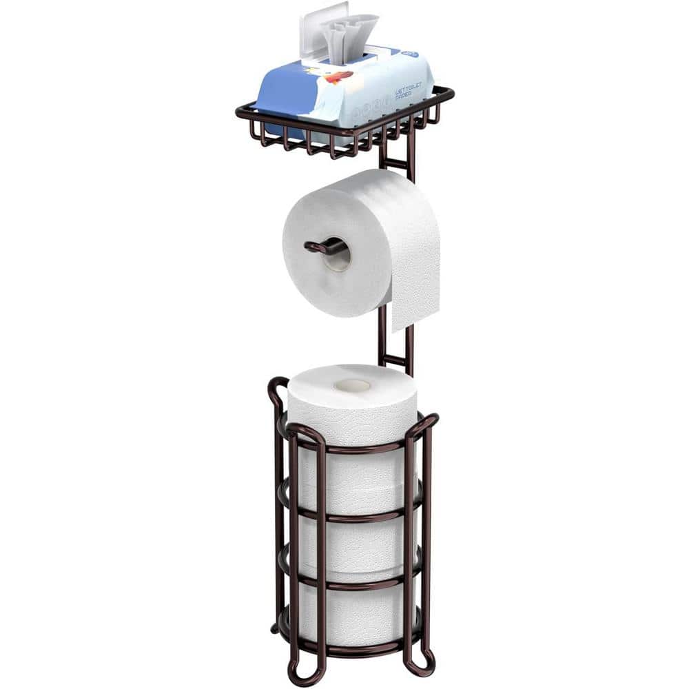 Heioov Toilet Paper Holder Stand with Shelf, Free Standing Toilet Paper  Roll Dispenser Holds 3 Big Rolls of Jumbo Mega Paper, for RV B