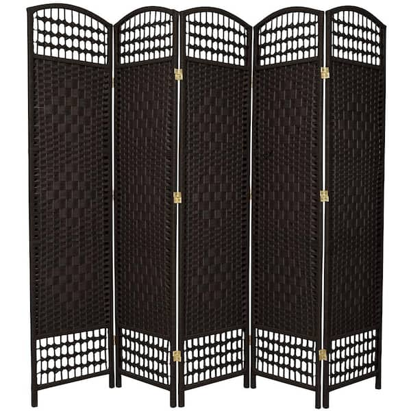 Oriental Furniture 5.5 ft. Black 5-Panel Room Divider