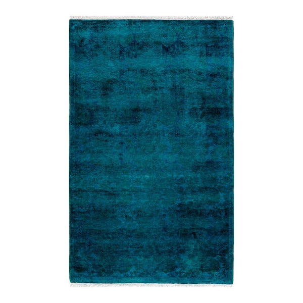 Fine Vibrance Blue 3 ft. x 5 ft. Solid Wool Indoor Area Rug
