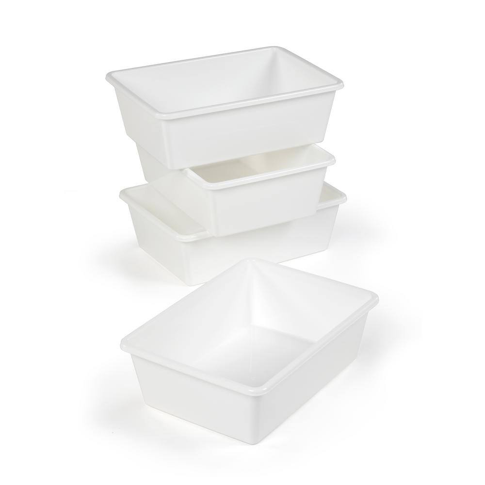 Humble Crew White Large Plastic Storage Bins (Set of 4) XL688 - The Home  Depot