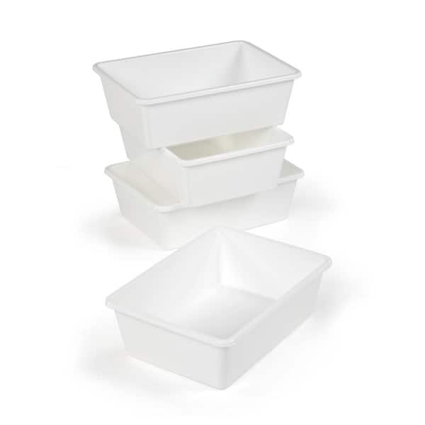 White Large Plastic Storage Bin 6 Pack - TCR2088603