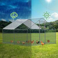 Karl home 10 ft x 10 ft Large Metal Chicken Run House with Waterproof Cover Chicken Coop K1G57000712