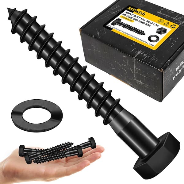 1/2 in. x 3 in. Stainless Steel Hex Drive Hex Head Lag Screws, Black Oxide (25-Pack)