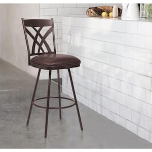 Dover 26 in. Counter Height Bar Stool in Auburn Bay and Brown Faux Leather