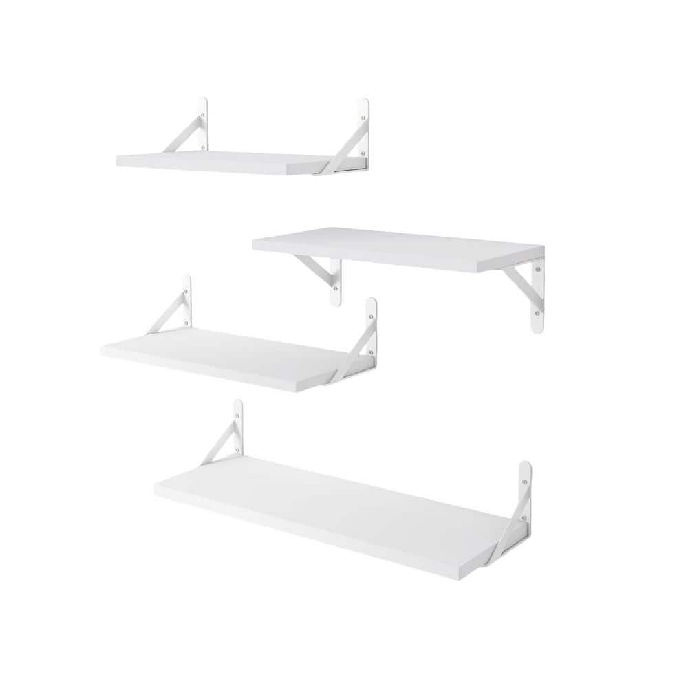 16.5 in. W x 6.1 in. D White Decorative Wall Shelf, (Set of 4)