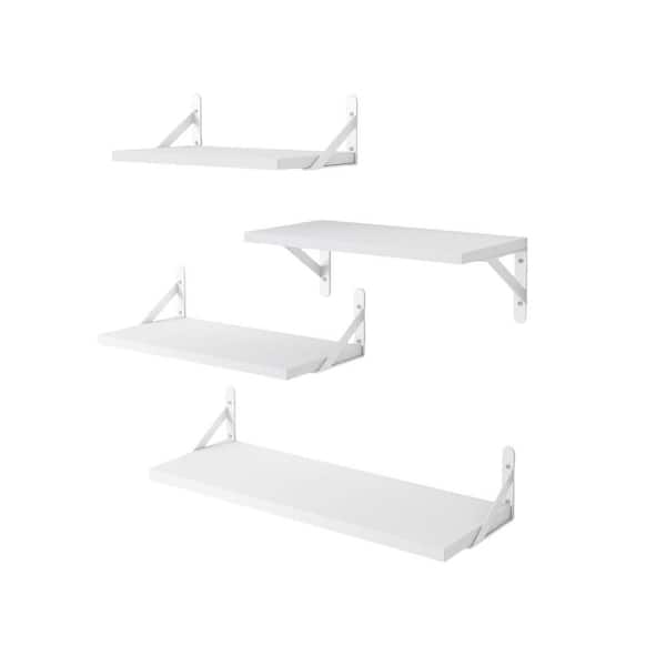 Cubilan 16.5 in. W x 6.1 in. D White Decorative Wall Shelf, (Set of 4)
