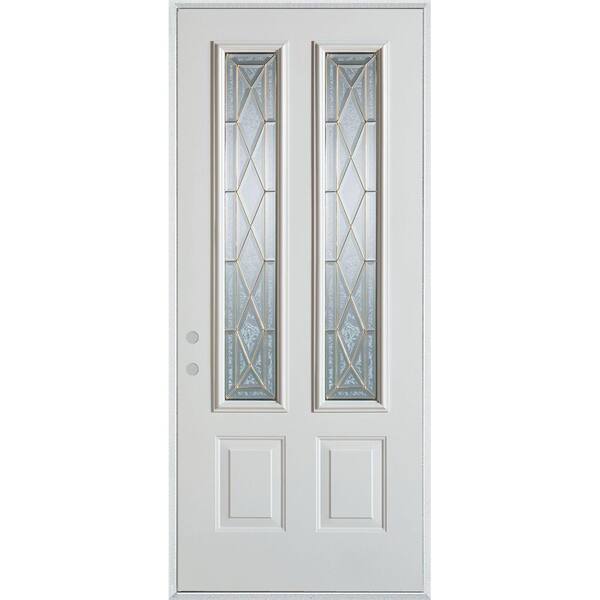 Stanley Doors 32 in. x 80 in. Art Deco 2 Lite 2-Panel Painted White Steel Prehung Front Door
