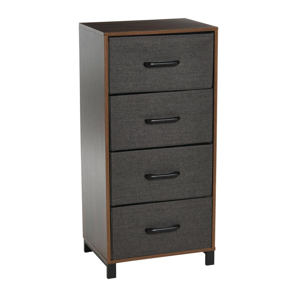 HOUSEHOLD ESSENTIALS 33.25 in. H x 16 in. W Mid-Century Walnut Narrow ...