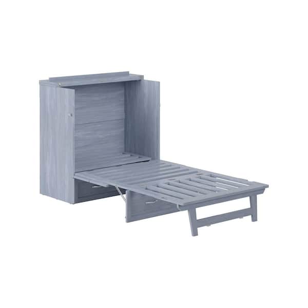 AFI Vivian Driftwood Gray Solid Wood Frame Twin XL Murphy Bed with Built-in Charging Station