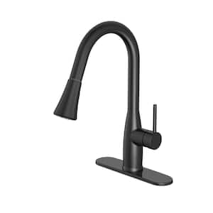 Cartway Single-Handle Pull-Down Sprayer Kitchen Faucet in Matte Black