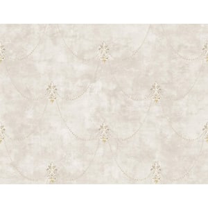 Fleur de Lys Light Grey Paper Non-Pasted Strippable Wallpaper Roll (Cover 60.75 sq. ft.)