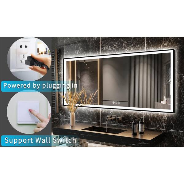 ExBrite LumiCont 60 in. W x 36 in. H Large Rectangular Black