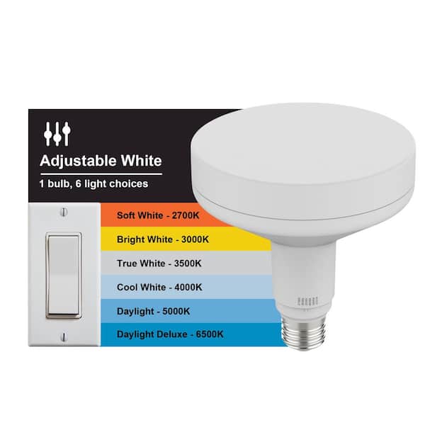 75-Watt Equivalent BR40 Dimmable LED Flood Light Bulb Adjustable Base and Night Light 6 CCT (2-Pack)