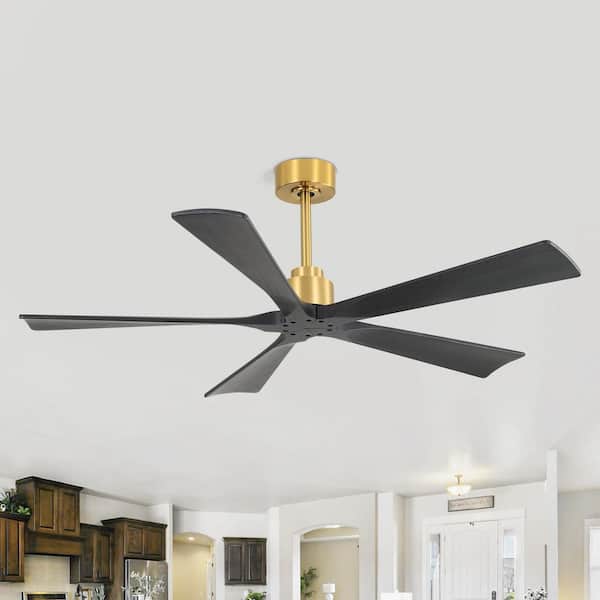 Enrico 52 in. Indoor Gold Ceiling Fan with Wood Blade and Remote Control Included for Bedroom or Living Room No Light