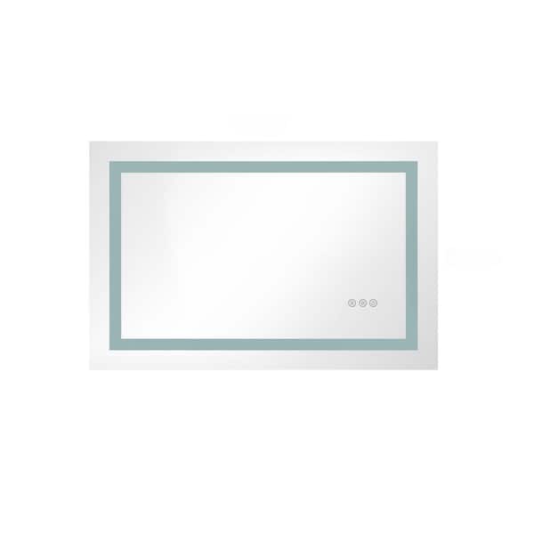 Unbranded 36 in. W x 24 in. H Rectangular Frameless Wall, Dimmable, Anti-Fog, Led Bathroom Vanity Mirror with Lights, Aluminum