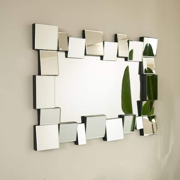 Avex Silver 39.13 in. W x 29.13 in. H Art Deco Irregular Plastic Framed Mirror